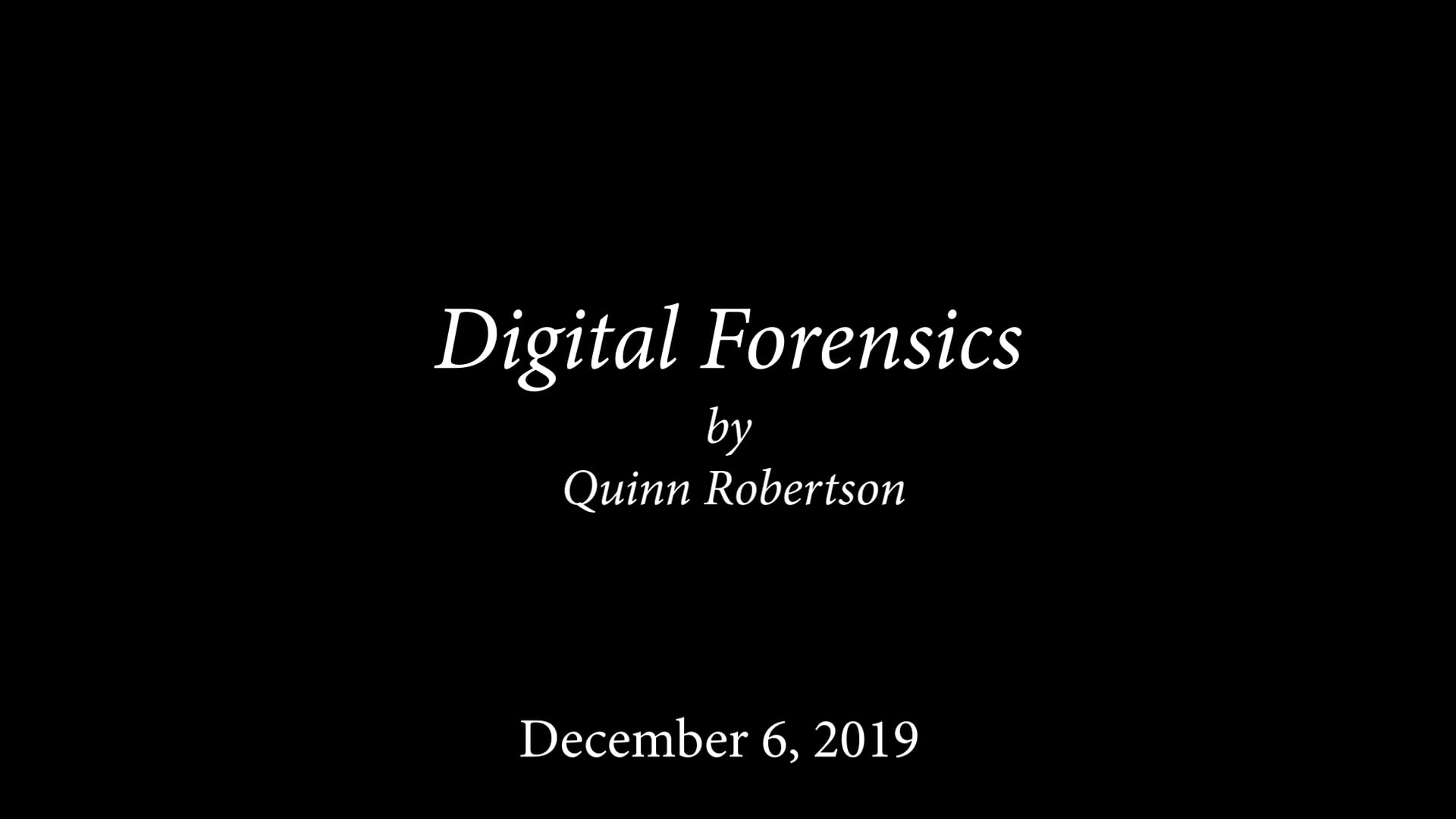 Digital Forensics (ART 480), 2019 (1st Semester)