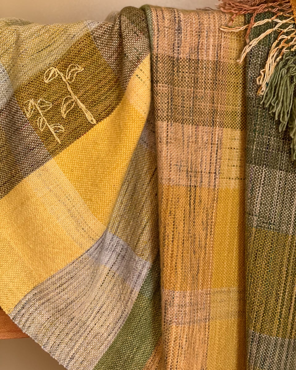 Fields #2 Handwoven blanket inspired by Vintage Car roadtrip through Laos and China.