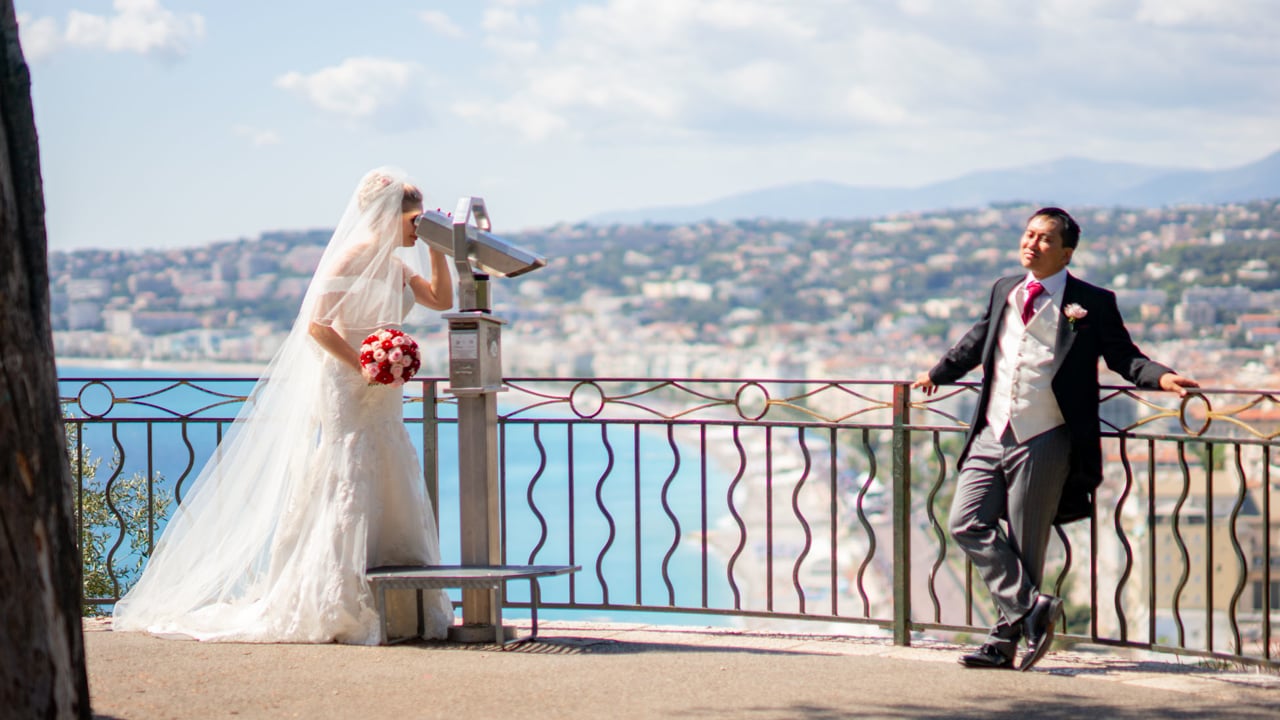 Cécile + Geoff - film mariage hotel negresco nice romance parc colline chateau nice cote azur | PlanetGFX