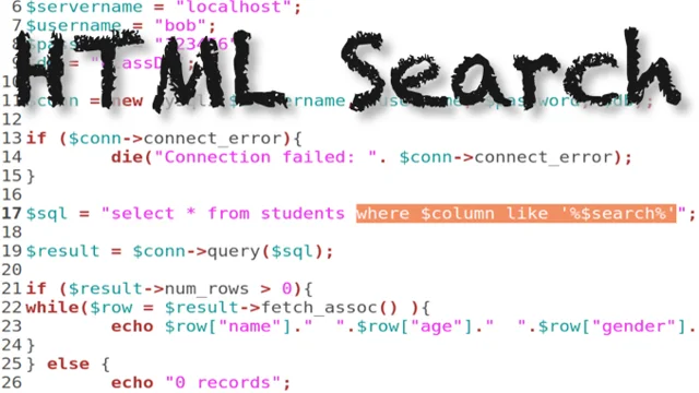 MySQL SEARCH Form with HTML and PHP