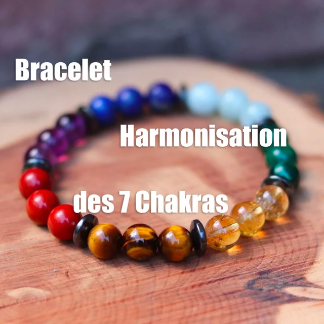 Bracelet 7 chakras en pierres naturelles certifiées de qualité premium  (version 3.0)