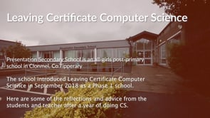 Presentation Secondary School Clonmel information video for schools introducing CS as part of the national rollout