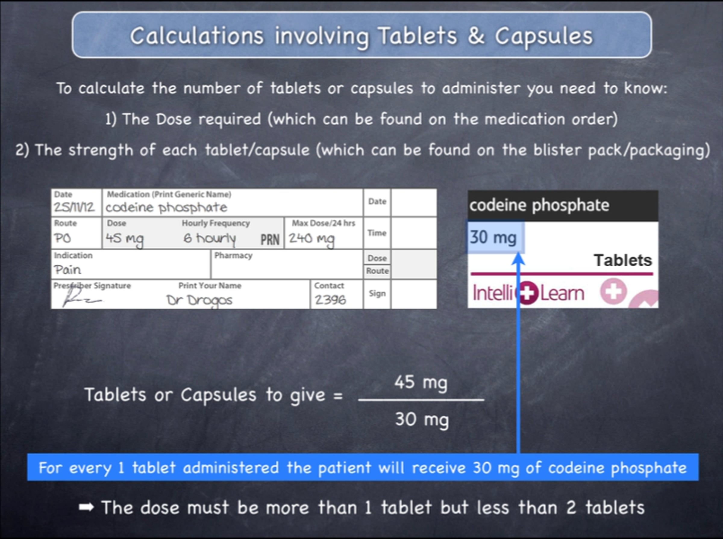 Calculations involving Tablets and Capsules: Examples (Part 1) | Videos ...