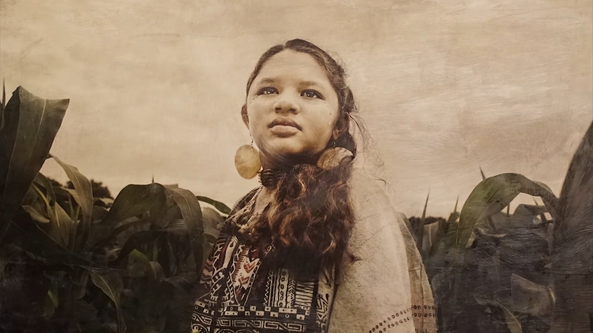 Photo encaustic "Corn Woman" from Women of the Ramapough Lenape Nation Series