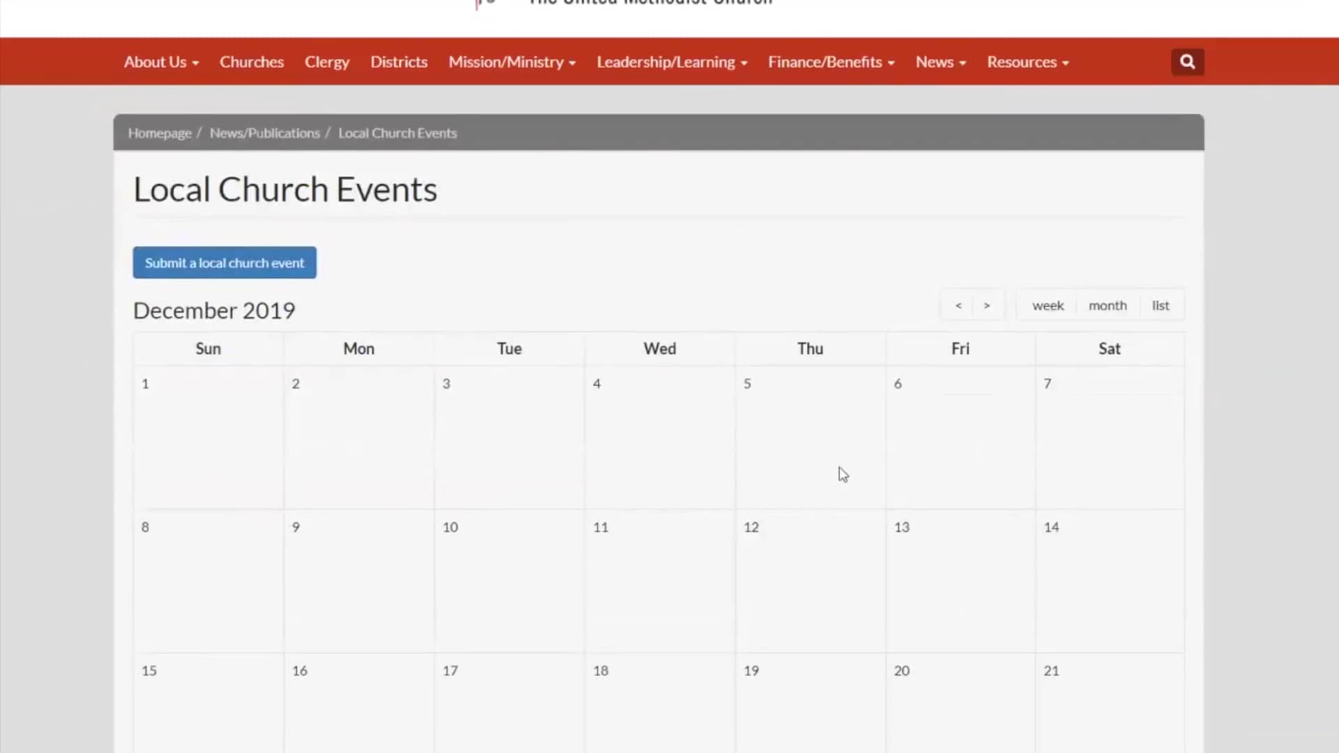 How to use the Local Church Events calendar on Vimeo