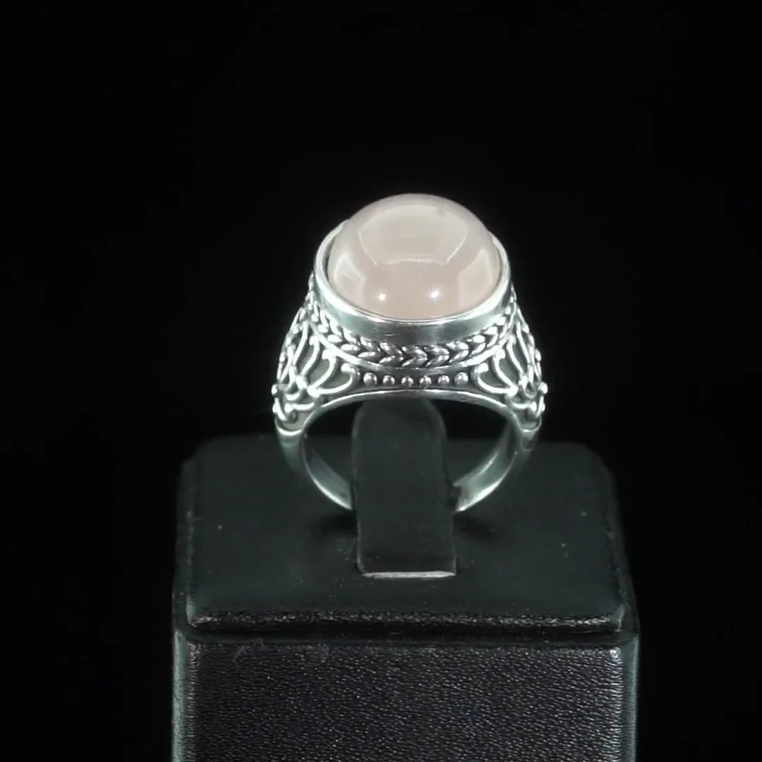 Rose Quartz Ring in Pewter – ShopIndology