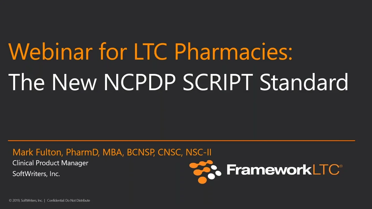 NCPDP SCRIPT 2017071 for LTC Pharmacies on Vimeo