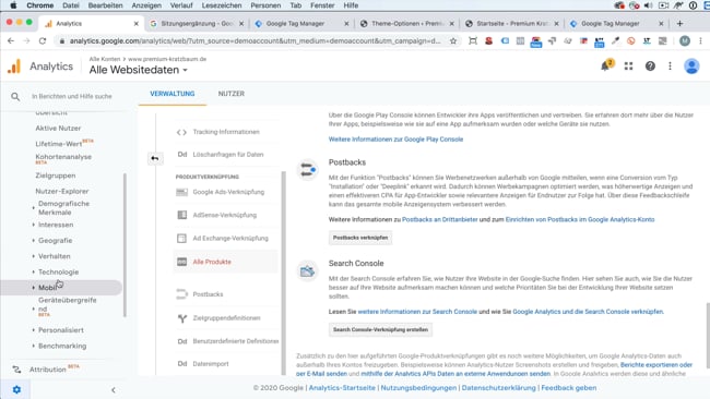 Suchkonsole verknüpfen