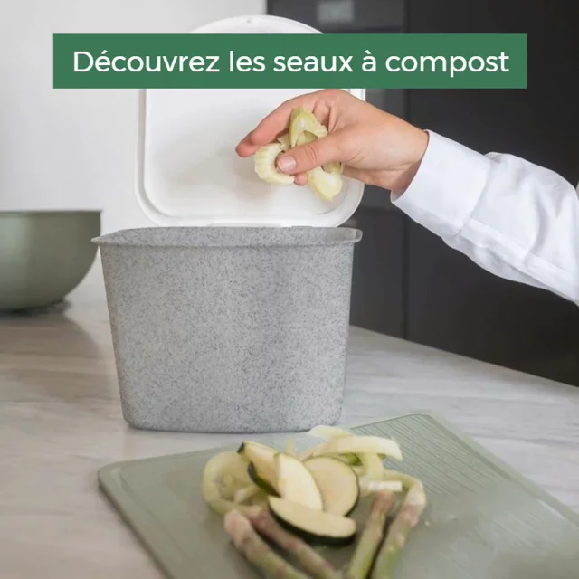 Bac à compost, seau de cuisine, seau à compost inodore pour les déchets  alimentaires de cuisine, avec poignée et 2 ombles