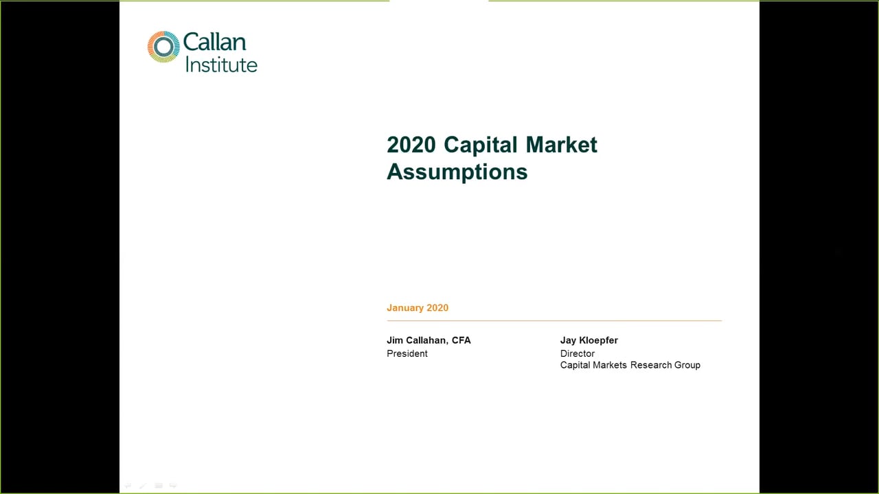 Callan Institute 2020 Capital Market Assumptions Webinar on Vimeo