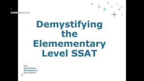 Elementary Level SSAT Score Interpretation for Admission Officers and Committee Members (2019-2020)