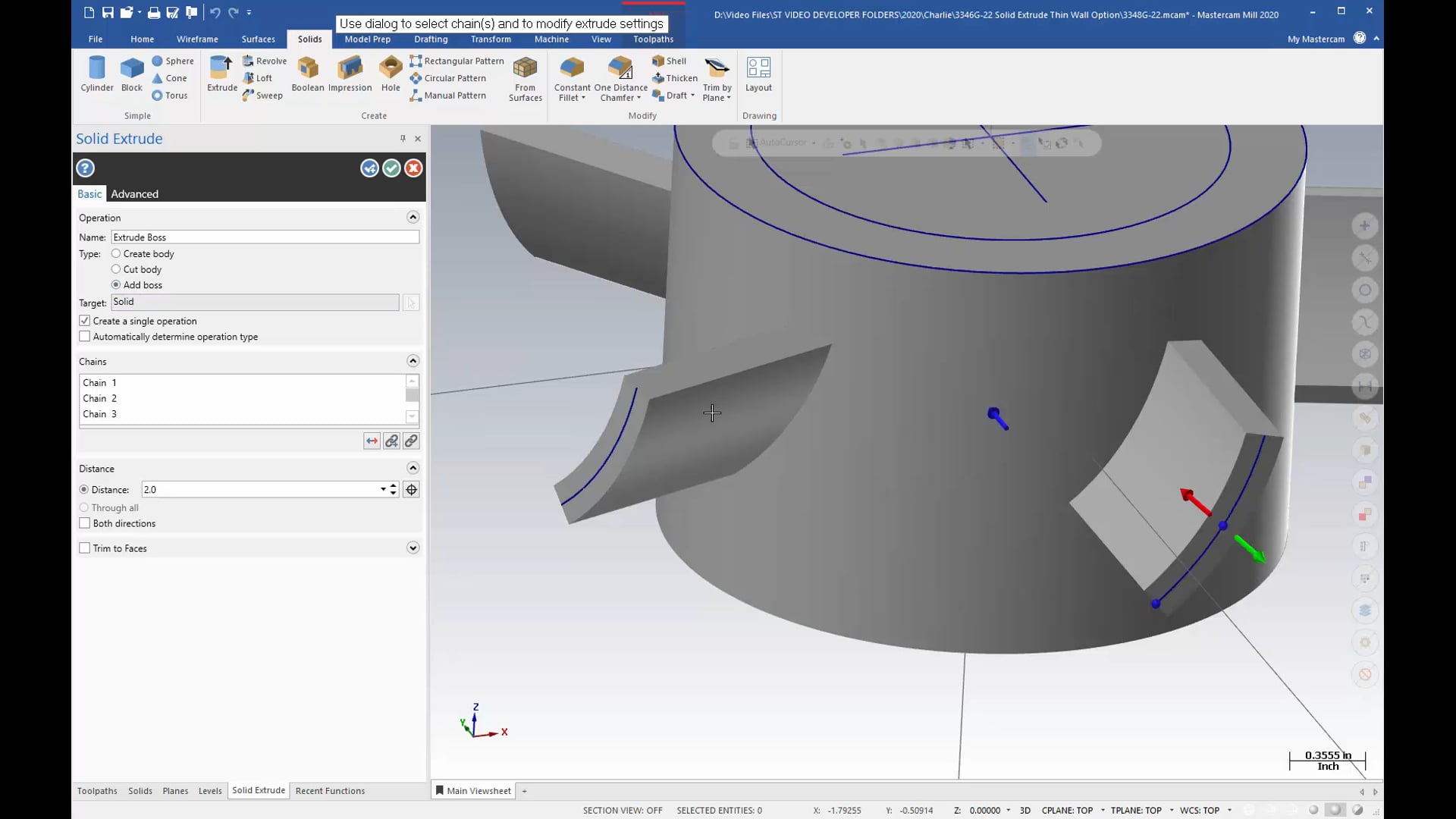 Solid Extrude Thin Wall Option