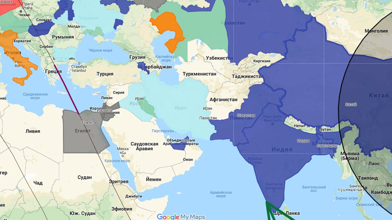 Карта россии ирана китая