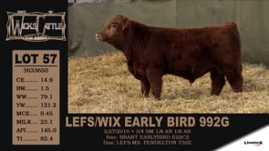 Lot #57 - LEFS/WIX EARLY BIRD 992G