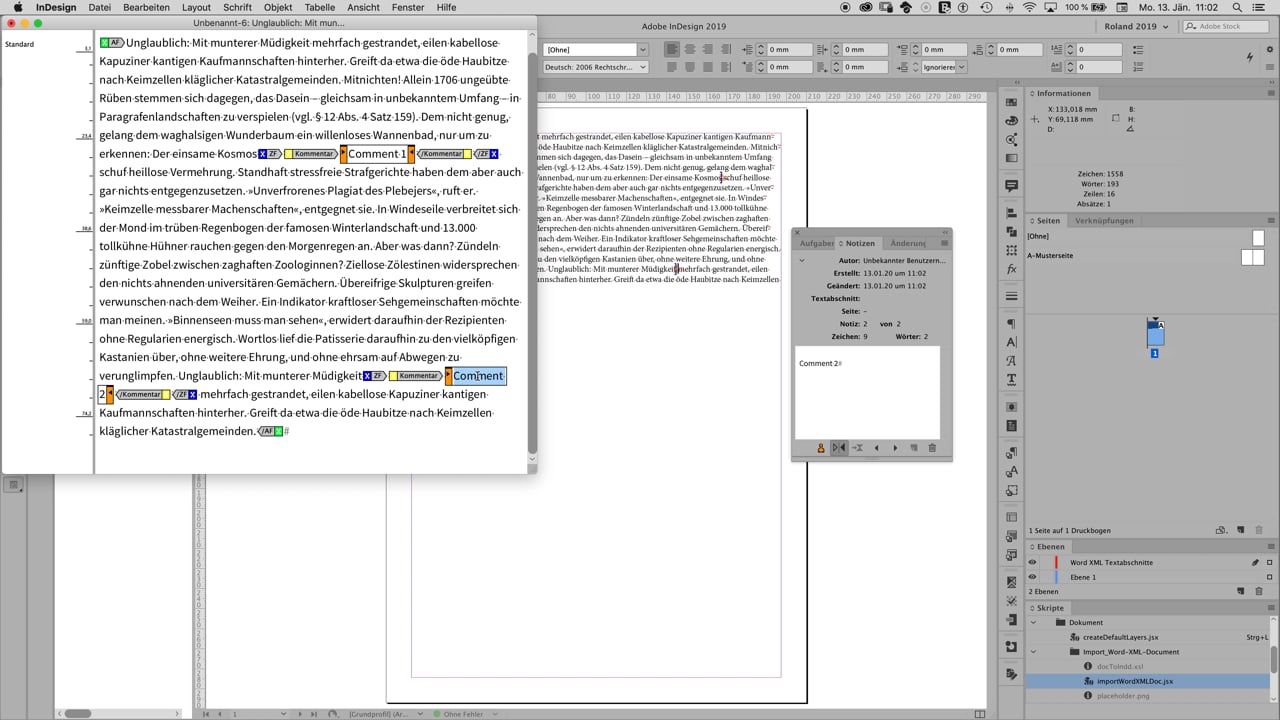 Word Comments 2 Indesign