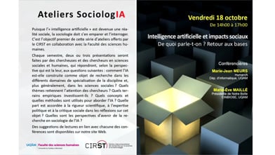 Conférence: «Intelligence artificielle, interdisciplinarité et appropriation sociale»