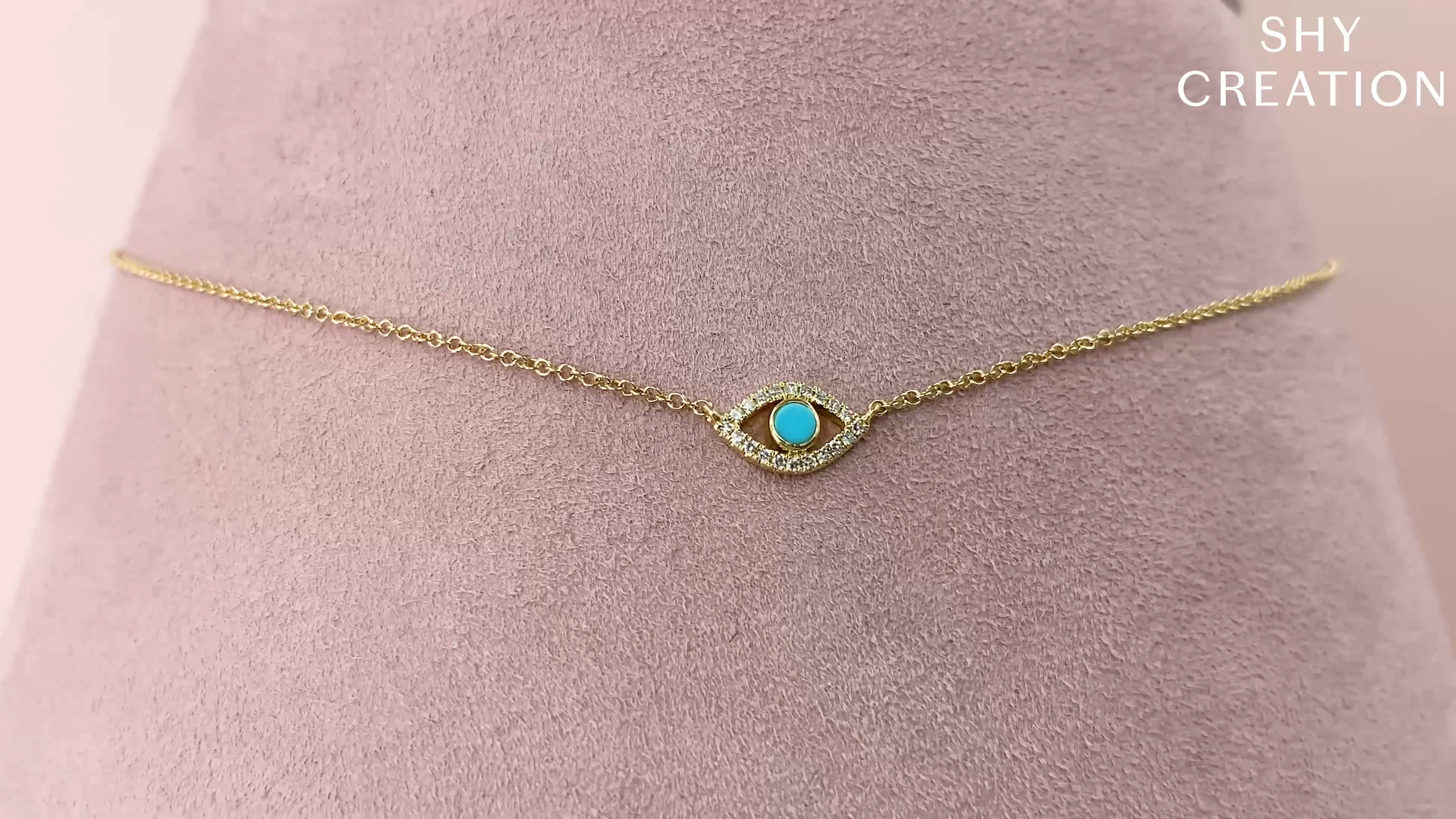 0.06CT DIAMOND & 0.07CT COMPOSITE TURQUOISE EYE NECKLACE – Shy