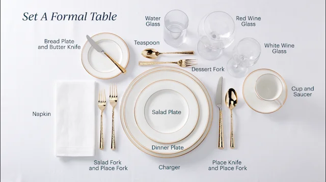 formal dinner table service