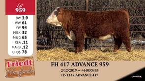 Lot #959 - FH 417 ADVANCE 959