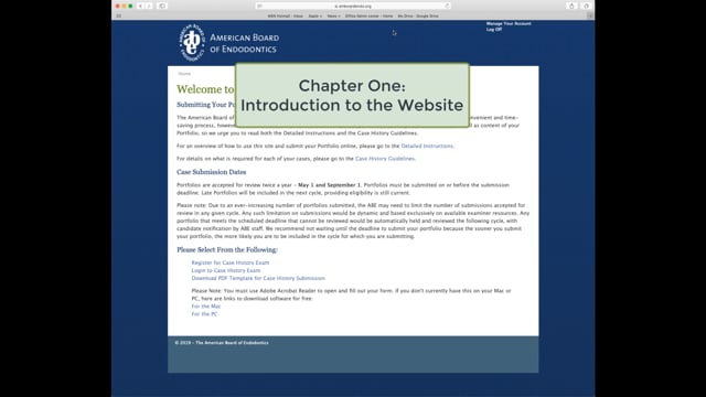 A. Chapter One - Introduction to the Digital Case History Submission Website