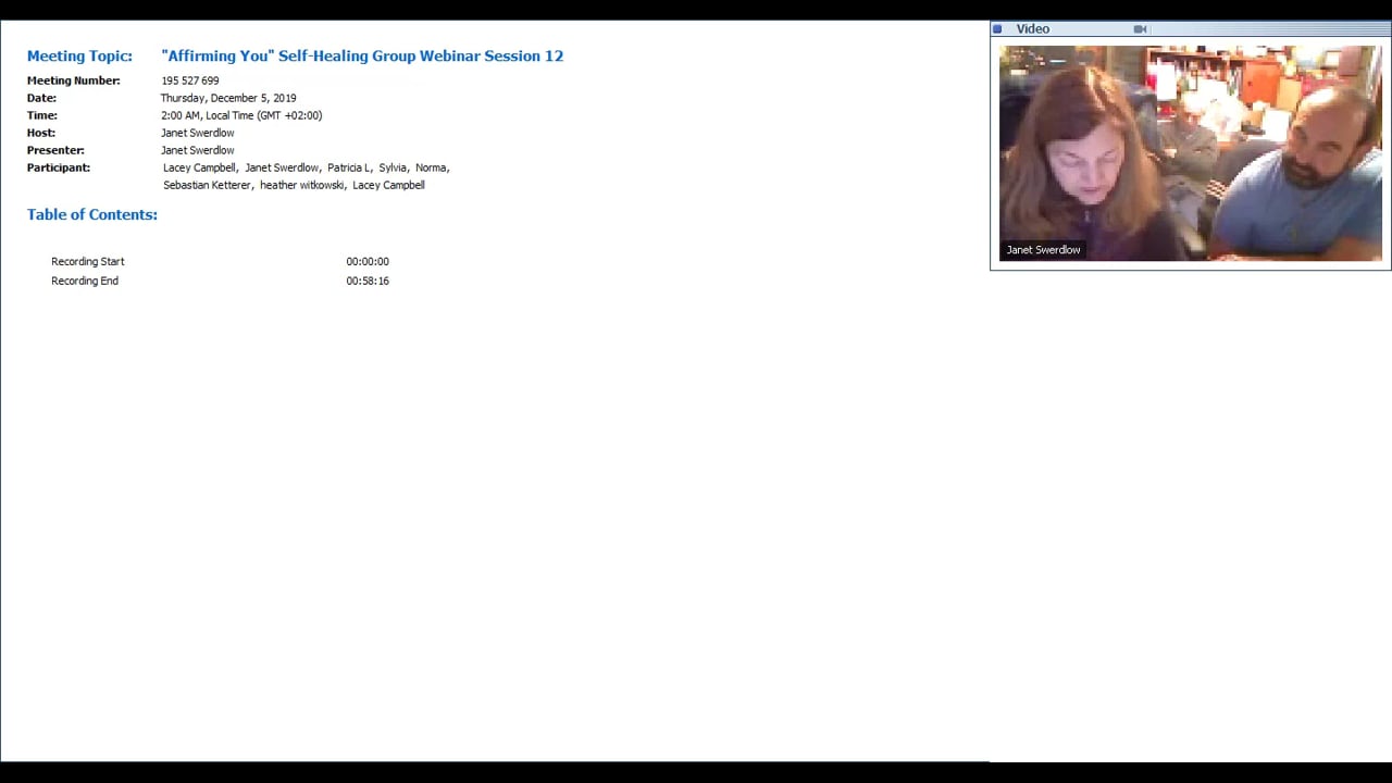 Affirming You Self-Healing Group Webinar Session 12- Part 1