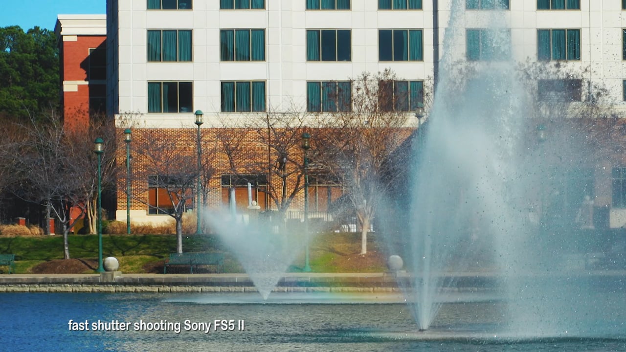 A Fast shutter shot of fountain SONY FS5 II