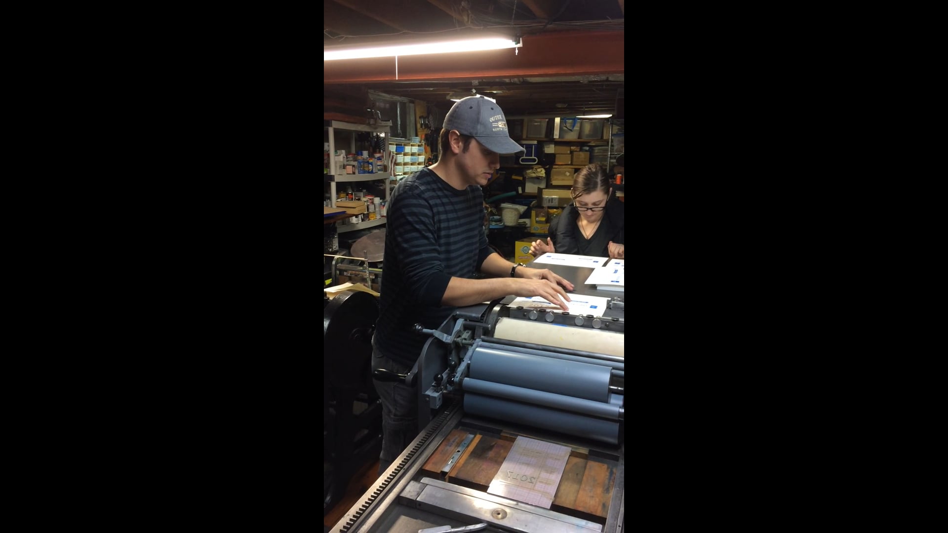 Michelle and Derek print on the Vandercook