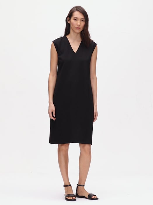 Figleaves Curve Smoothing Luxe firm control slip dress with exposed wire in  black