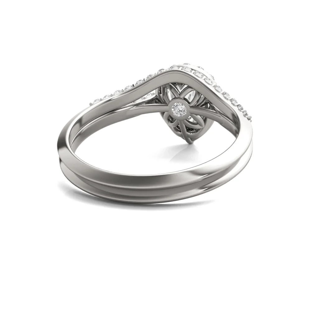 Pear Signature Accented Halo Bridal Set