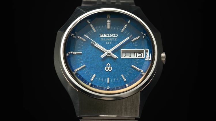 △ SEIKO セイコー 3803-7080 QT QUARTZ クォーツ カットガラス BLUE 青 ブルー メンズ 腕時計 △ - ブランド腕時計