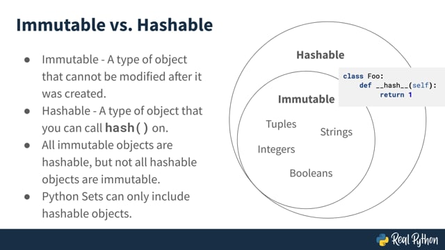 Immutable Vs. Hashable – Real Python