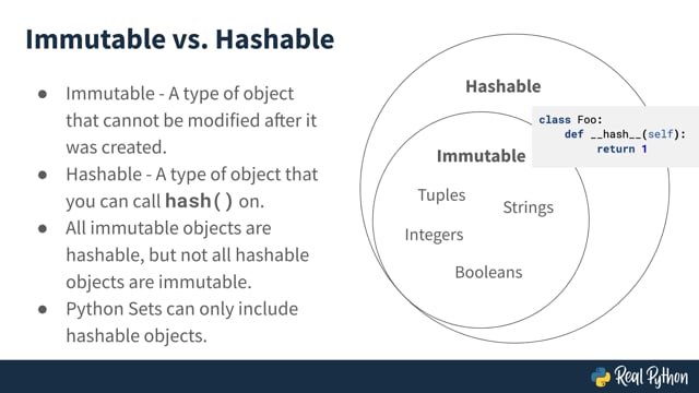 Immutable Vs. Hashable – Real Python