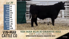 Lot #74 - VIN-MAR BLACK GRANITE 9552