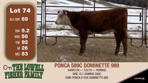 Lot #74 - PONCA 589C DOMINETTE 989