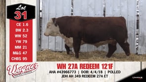 Lot #31 - WH 27A REDEEM 121F