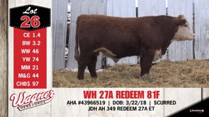 Lot #26 - WH 27A REDEEM 81F