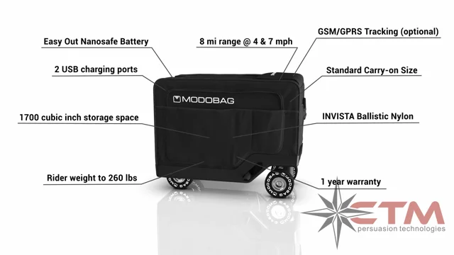 Riding Modobag, the motorized suitcase