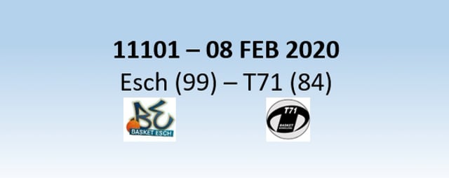 N1H 11101 Basket Esch (99) - T71 Dudelange (84) 08/02/2020