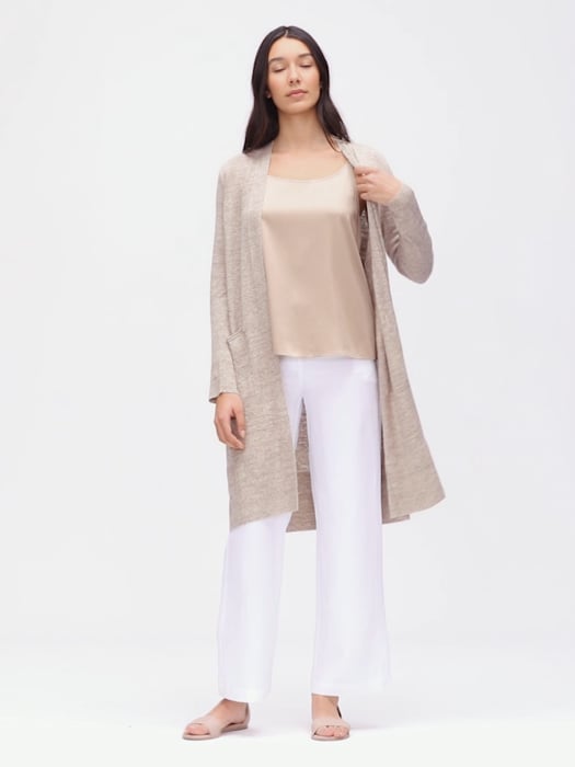 Organic Linen Melange Long Cardigan | EILEEN FISHER