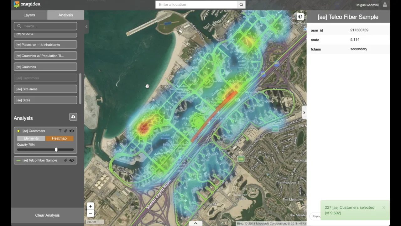 Telco Use Case: Heat map of Customers within fiber area on Vimeo