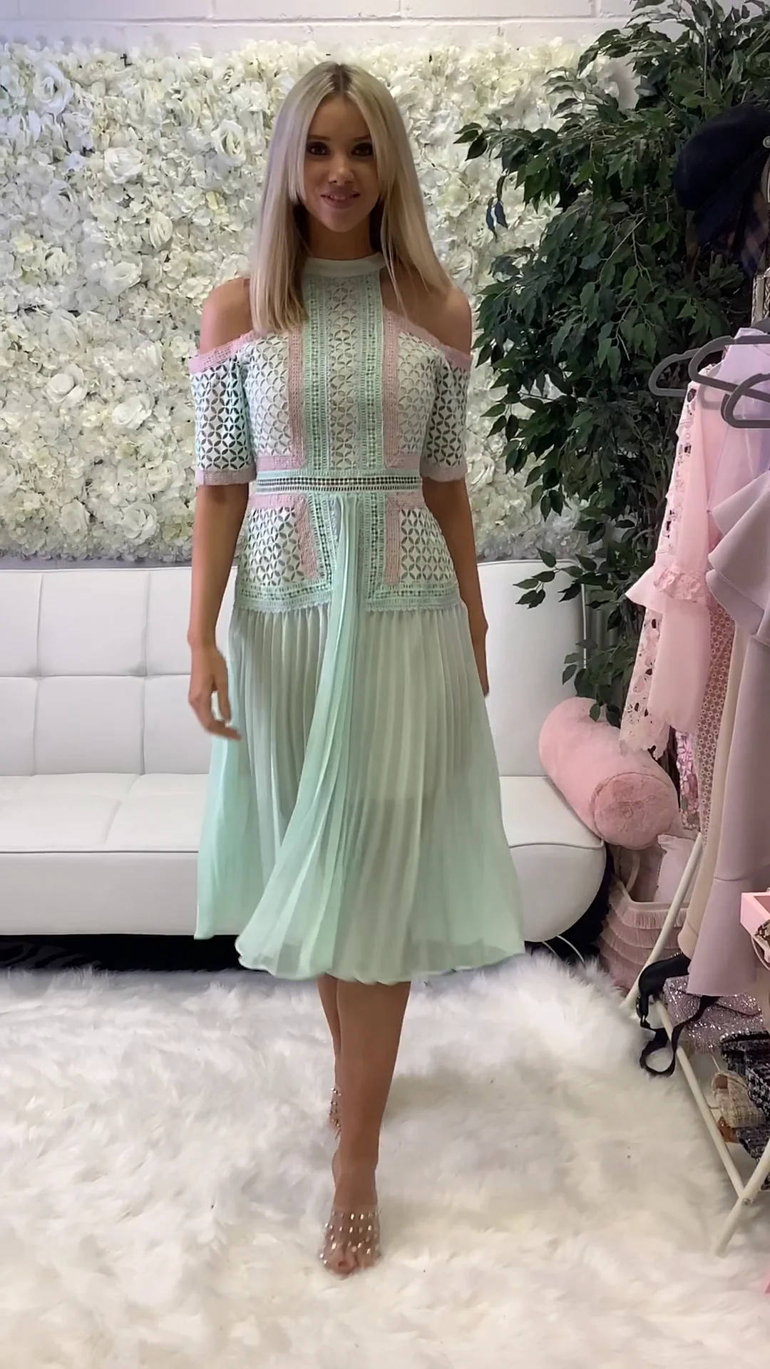 True Decadence Mint Pleated Midi Dress on Vimeo