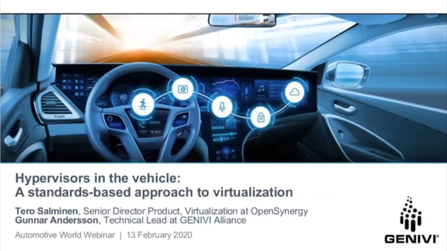 Hypervisors in the vehicle: a standards-based approach to virtualization