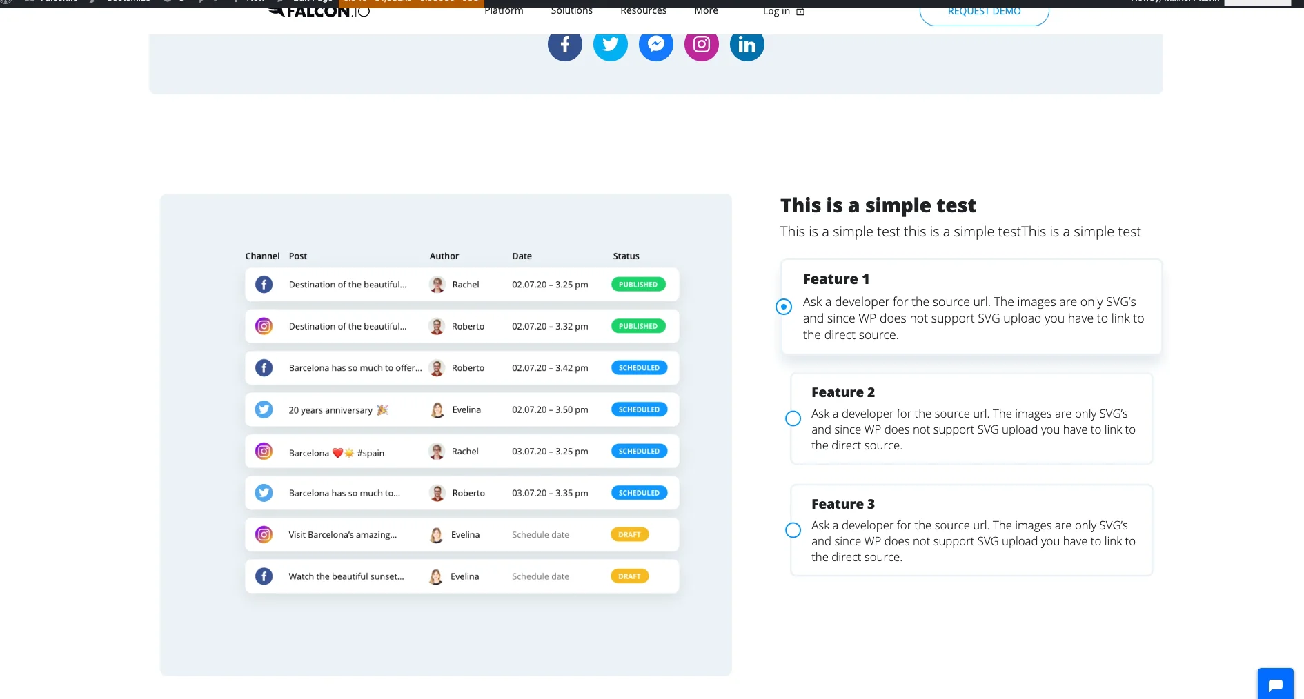 Feature tabs on Vimeo