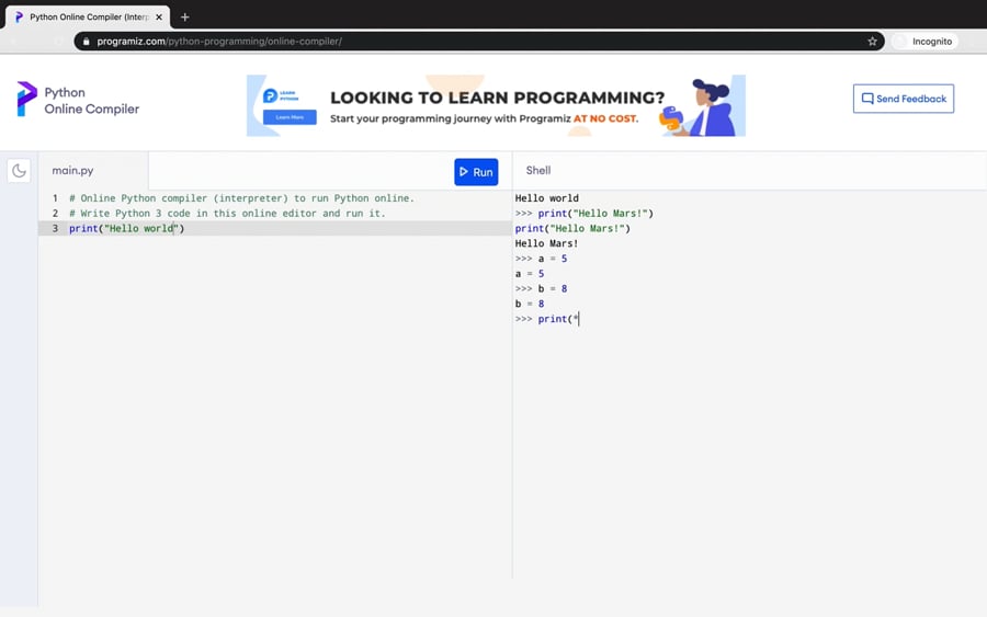 Online Python Compiler Programiz On Vimeo