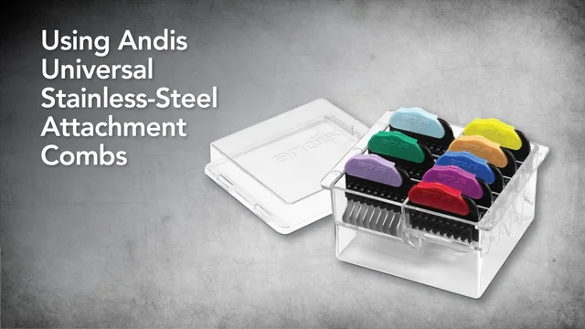 Andis Steel Animal Comb Set 8 Attachments with Storage Case