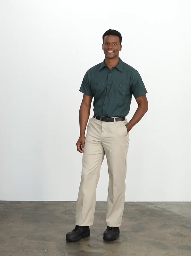 Short Sleeve Green Work Shirt