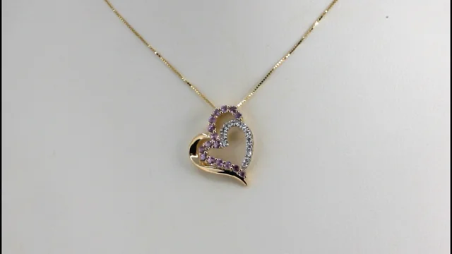 10k Yellow Gold Diamond & Pink Sapphire Heart Necklace