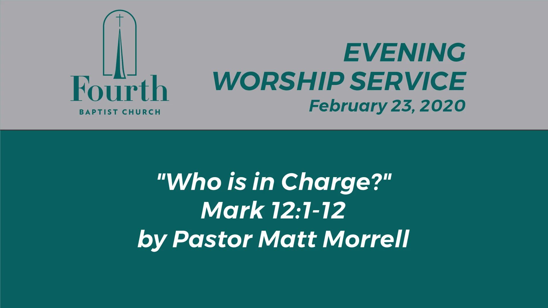 2020 - 02 - 23 Sunday PM Service Fourth Baptist Church on Vimeo