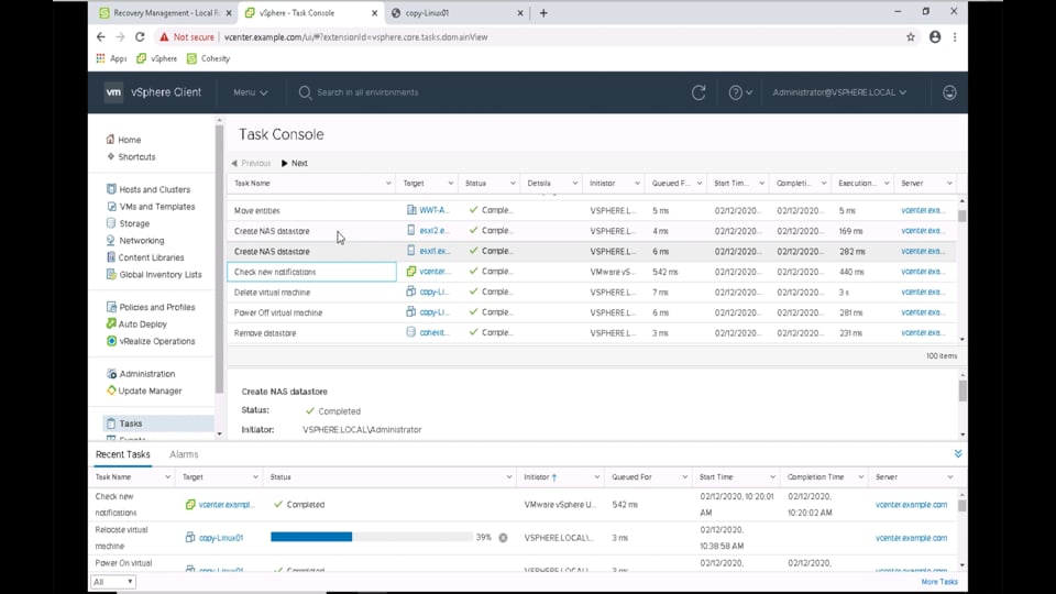 Cohesity Essentials Lab Module 4: Recovering Resources