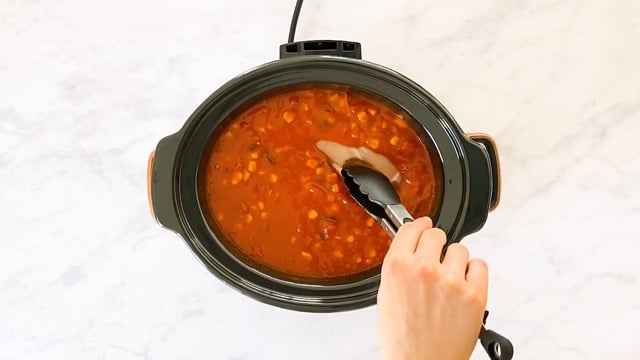 Easy Slow Cooker Chicken Taco Soup (No Chopping) + Video